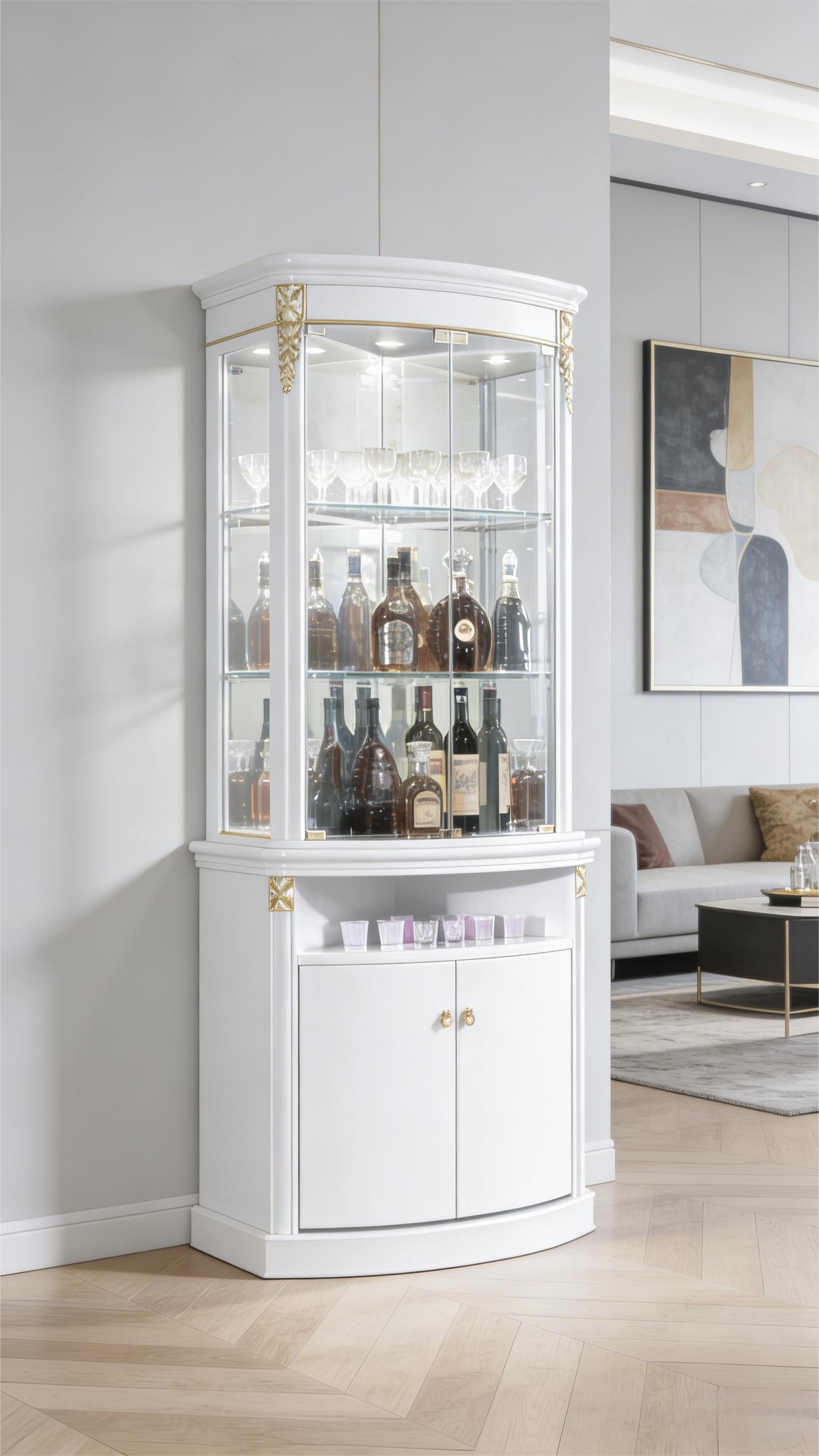 French Luxury Corner Wine Cabinet