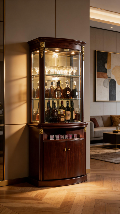 French Luxury Corner Wine Cabinet