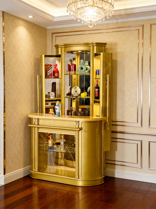 European Palace Gilt Bronze Ultra-Luxury Bar & Wine Cabinet Set