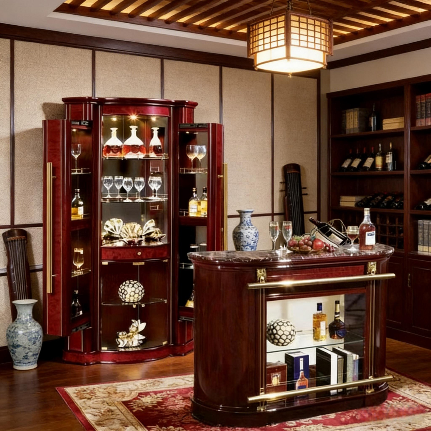 Neo-Chinese Opulence Wine Cabinet