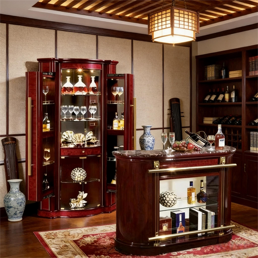 Neo-Chinese Opulence Wine Cabinet