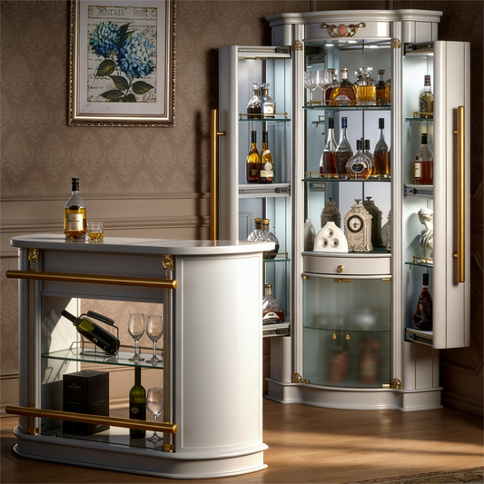 French Luxury Bar & Wine Cabinet Set