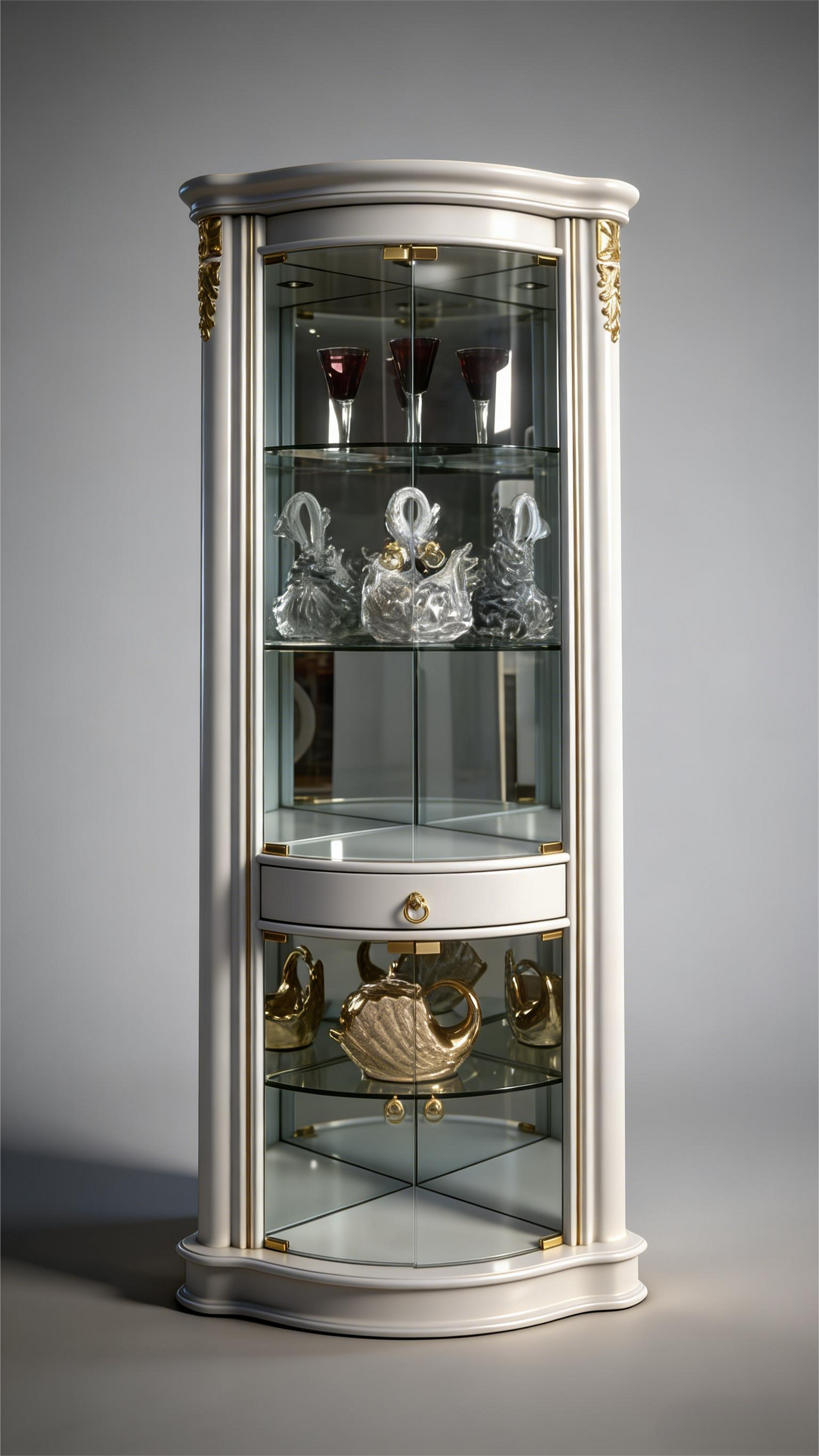 French Luxury Corner Wine Cabinet