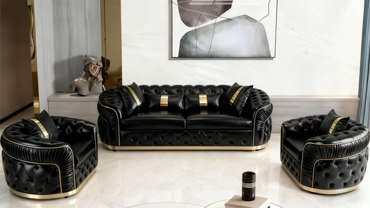 Italian Black & Gold Cowhide Ultra-Luxury Sectional Sofa