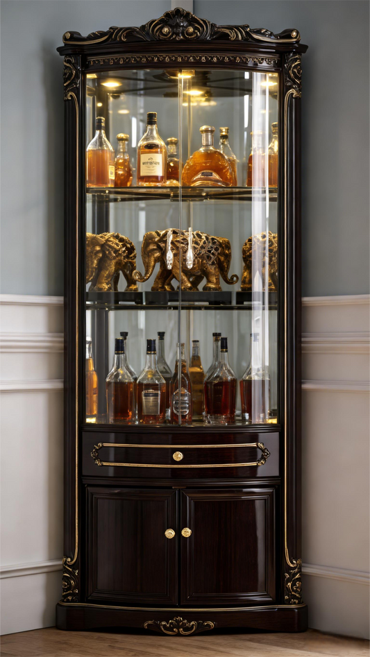 European Palace Black & Gold Ultra-Luxury Tall Wine Cabinet