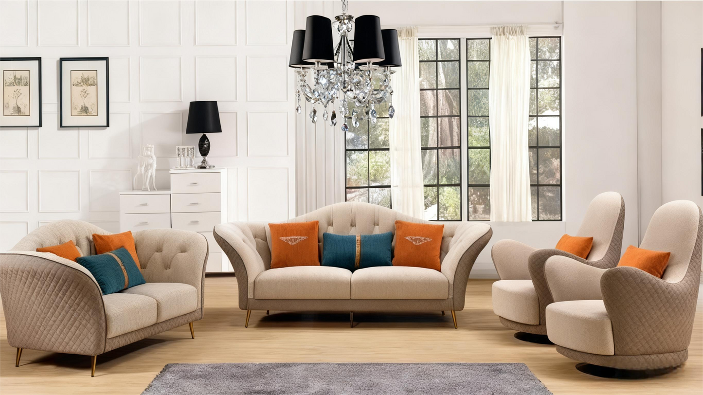 Postmodern Luxury Curved Fabric Sectional Sofa