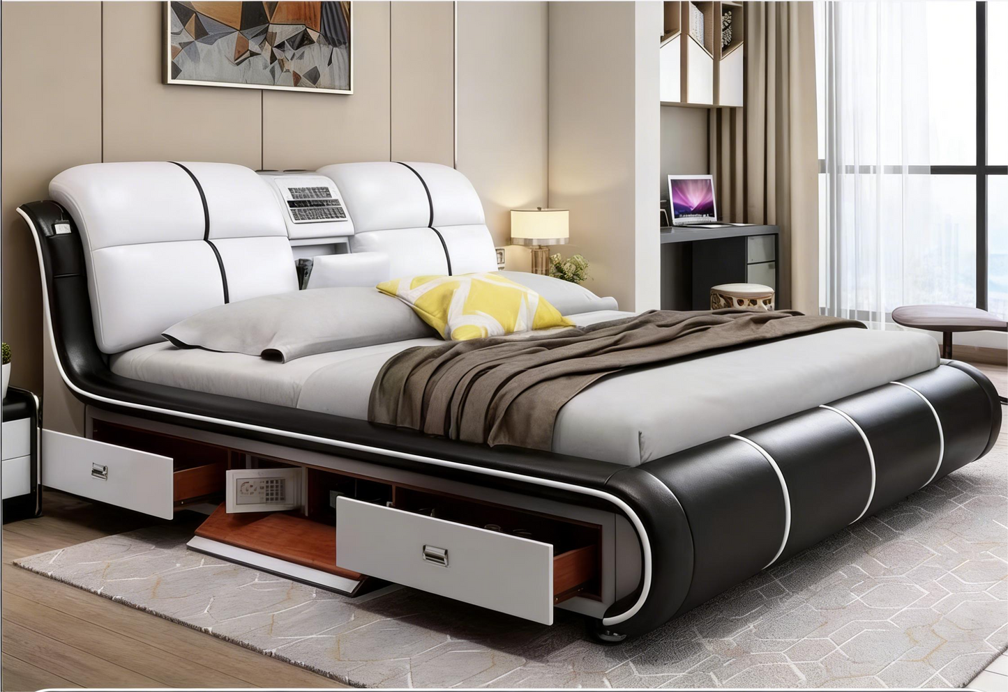 Black & White Contrast Multifunctional Bed