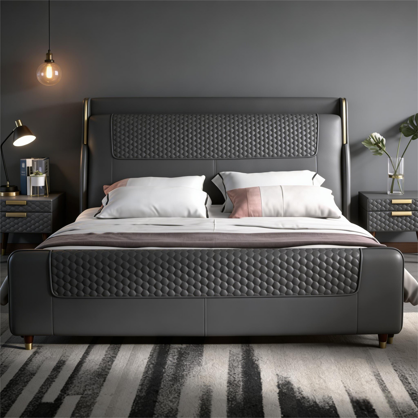 Luxury Italian Style Upholstered Bed