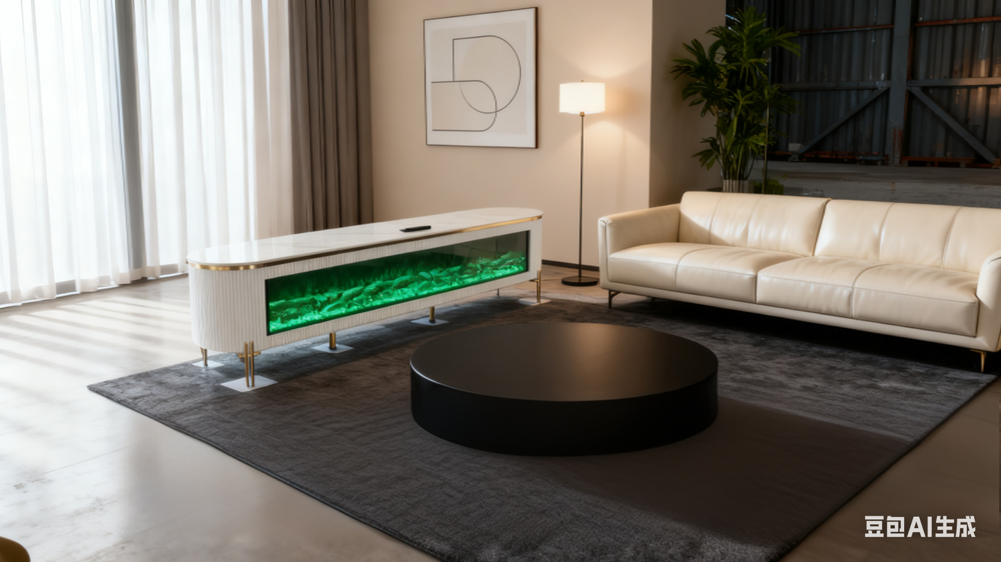 Off-White Stone-Plate TV Cabinet