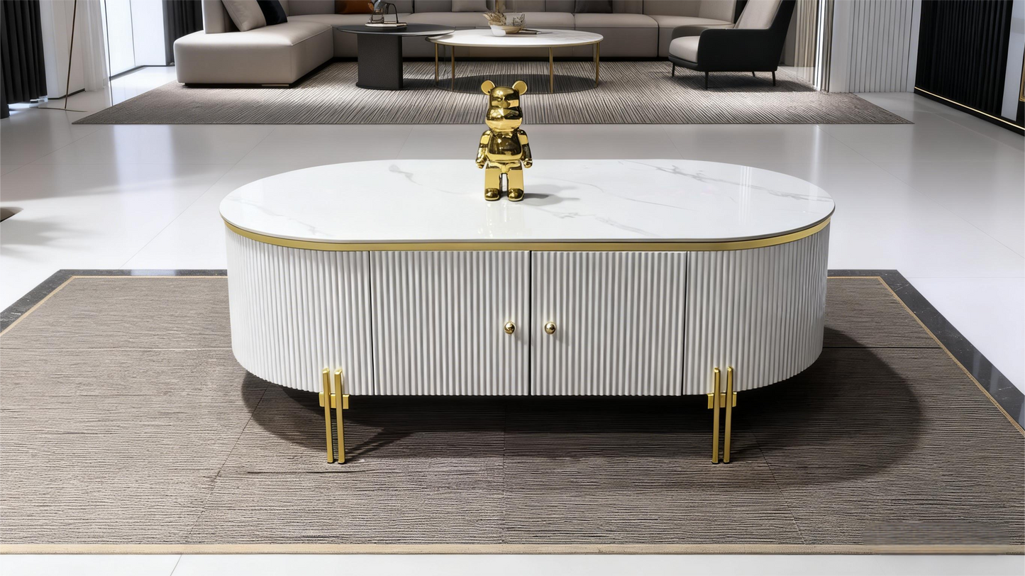 White Sintered Stone Coffee Table