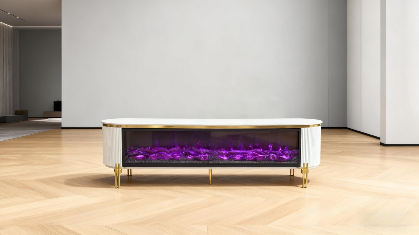 White Sintered Stone TV Cabinet
