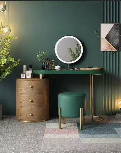 Modern Forest Green Mixed-Media Dressing Table Set