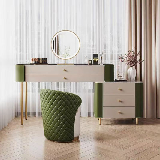Forest Green Color-Block Dressing Table Set