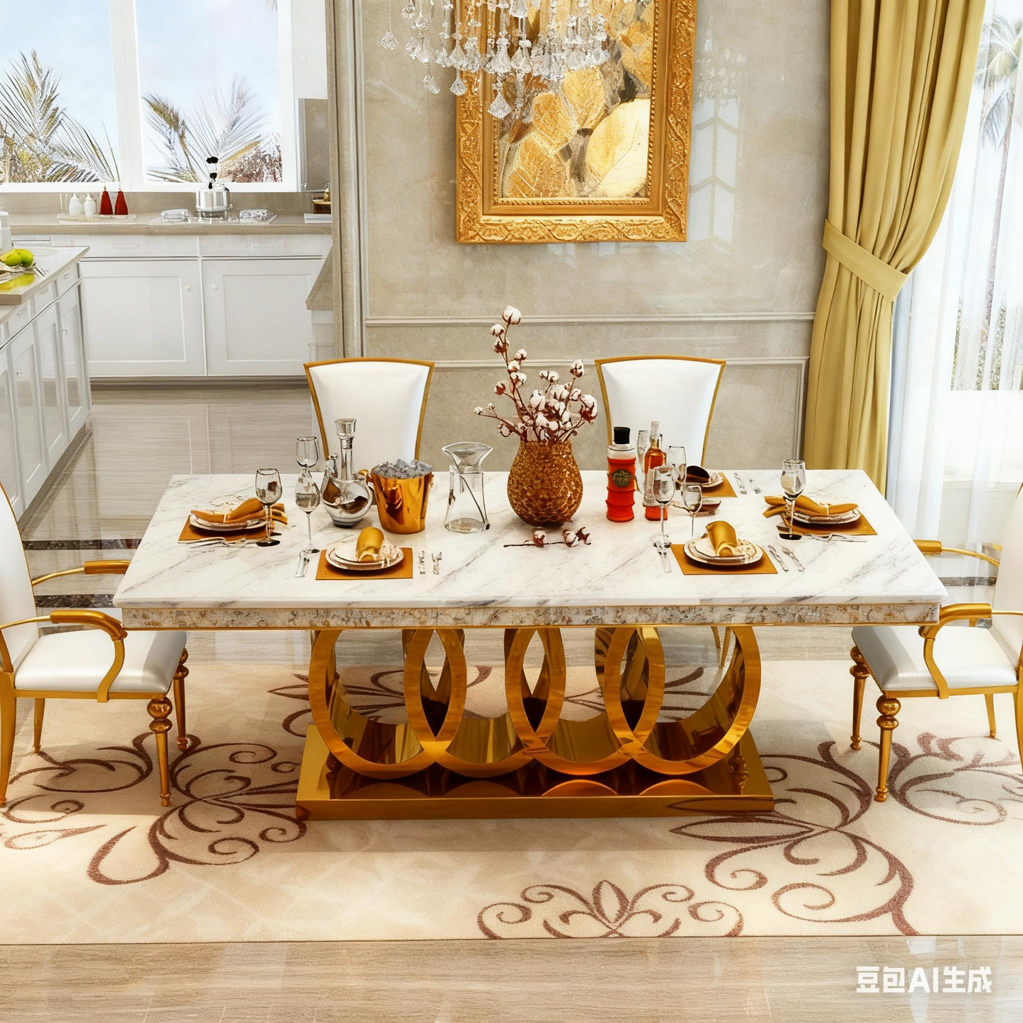 Gold Marble Dinning Table