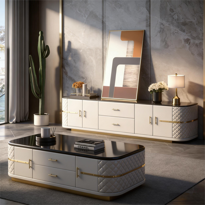 Italian Luxury Marble Coffee Table & TV Cabinet Set