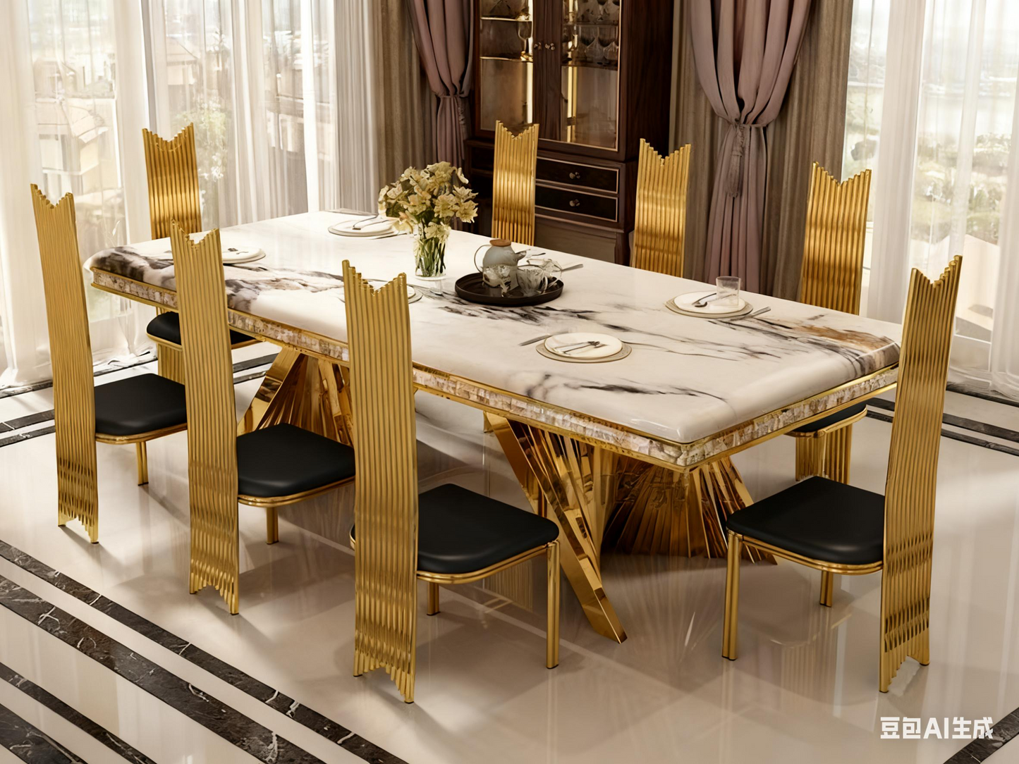 Gold Marble Dinning Table