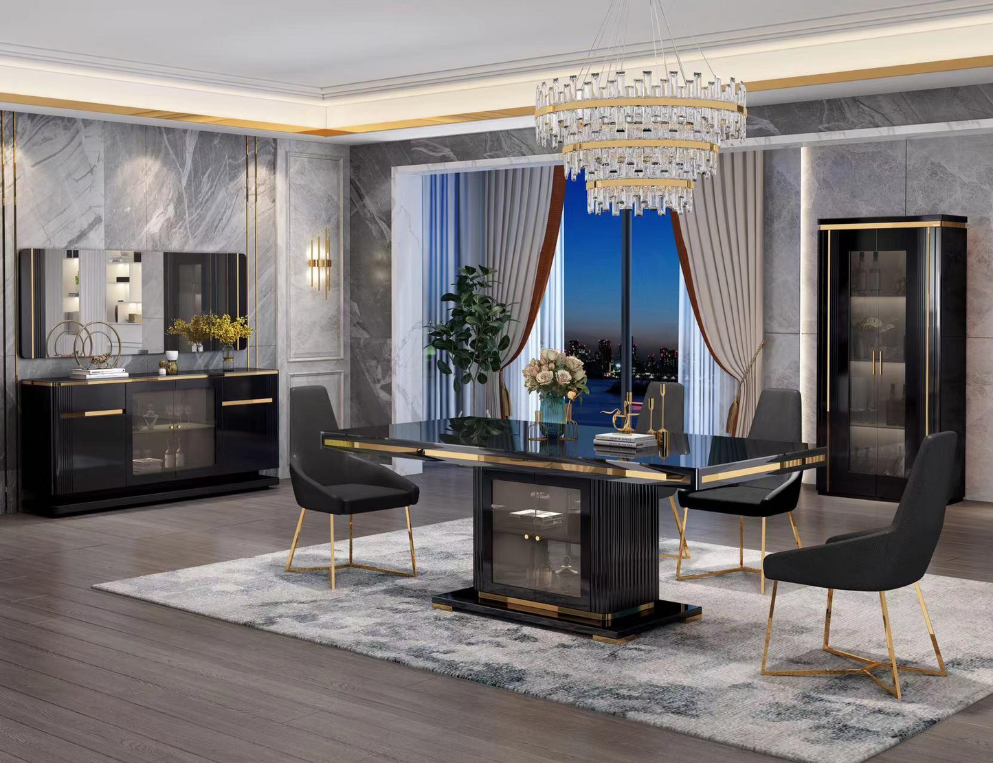 Modern Opulence Black & Gold Dining Table