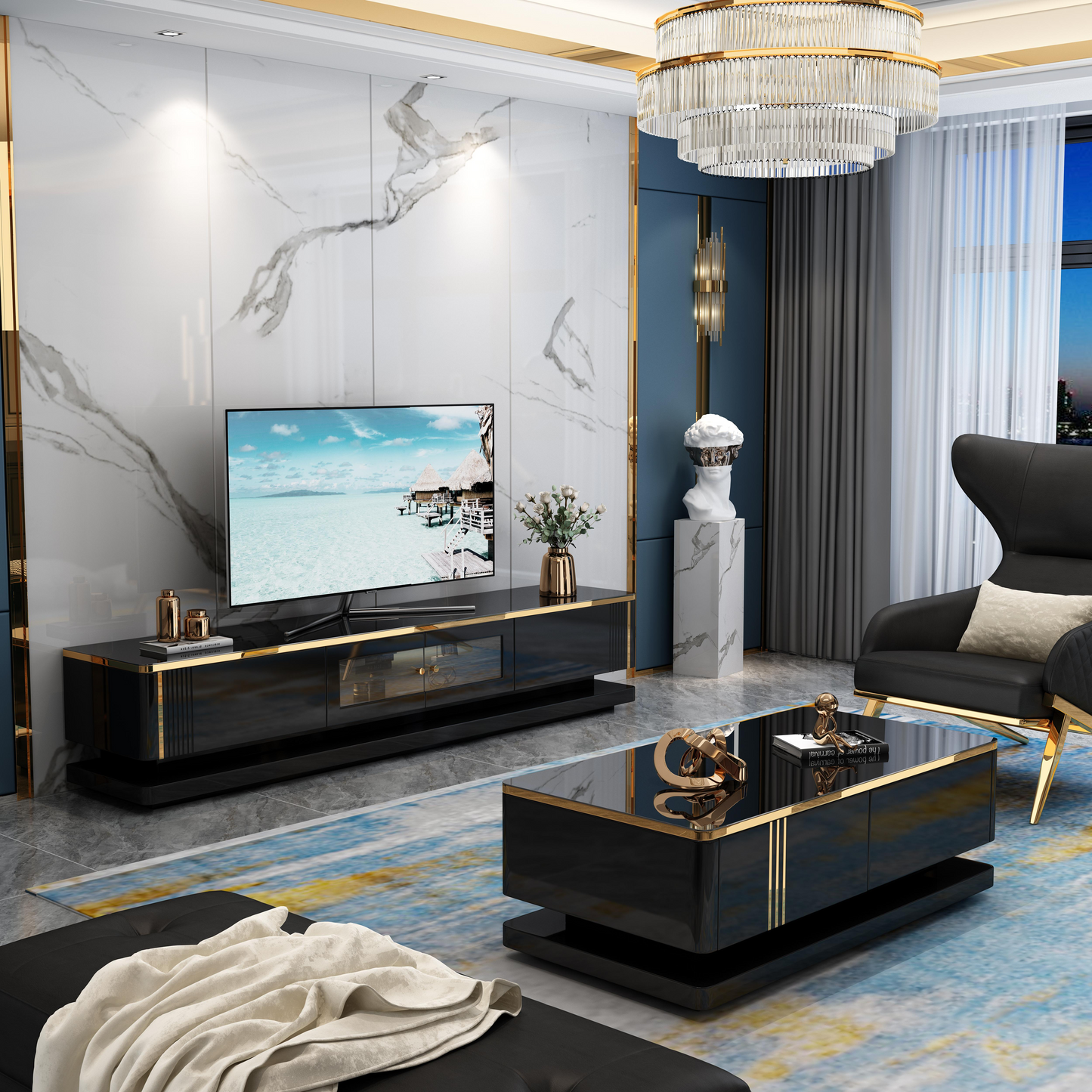 Black High-Gloss TV Cabinet