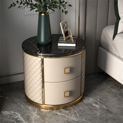 Modern Luxury Round 2-Drawer Nightstand