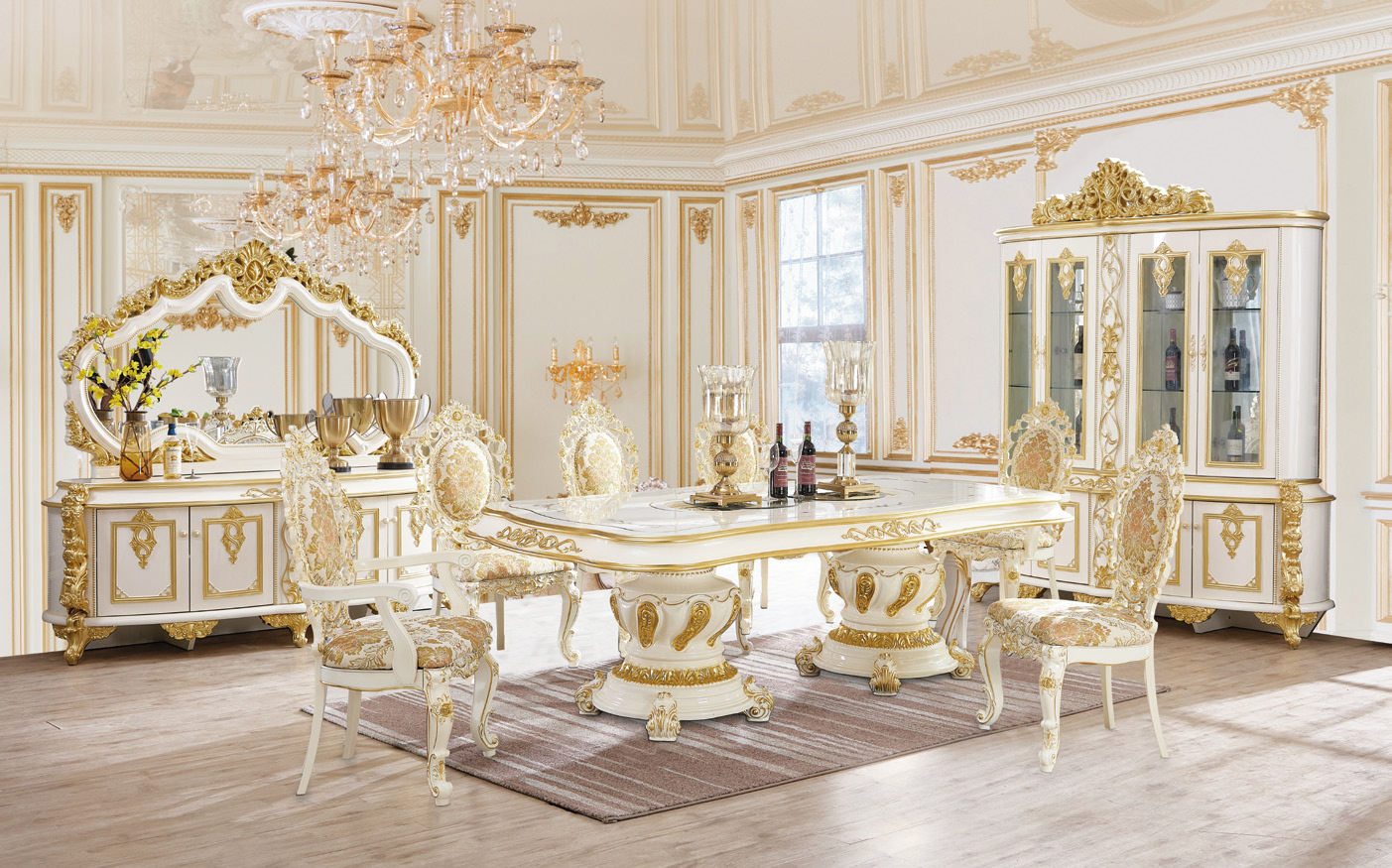 Gold-Trimmed  Wine Cabinet/Hall Cabinet