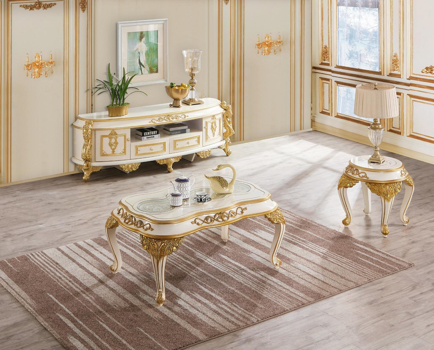 Gold-Trimmed Coffee Table