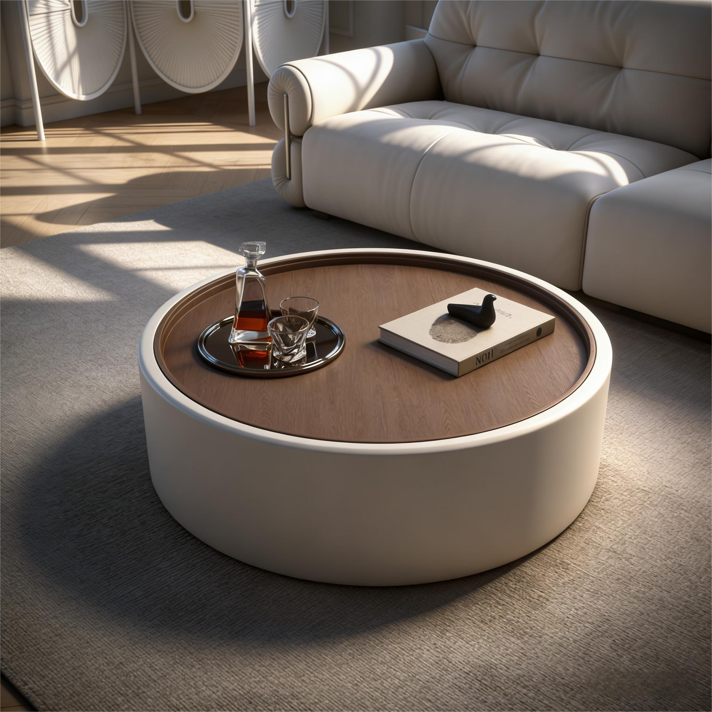 Cream Aesthetic Round Luxury Coffee Table
