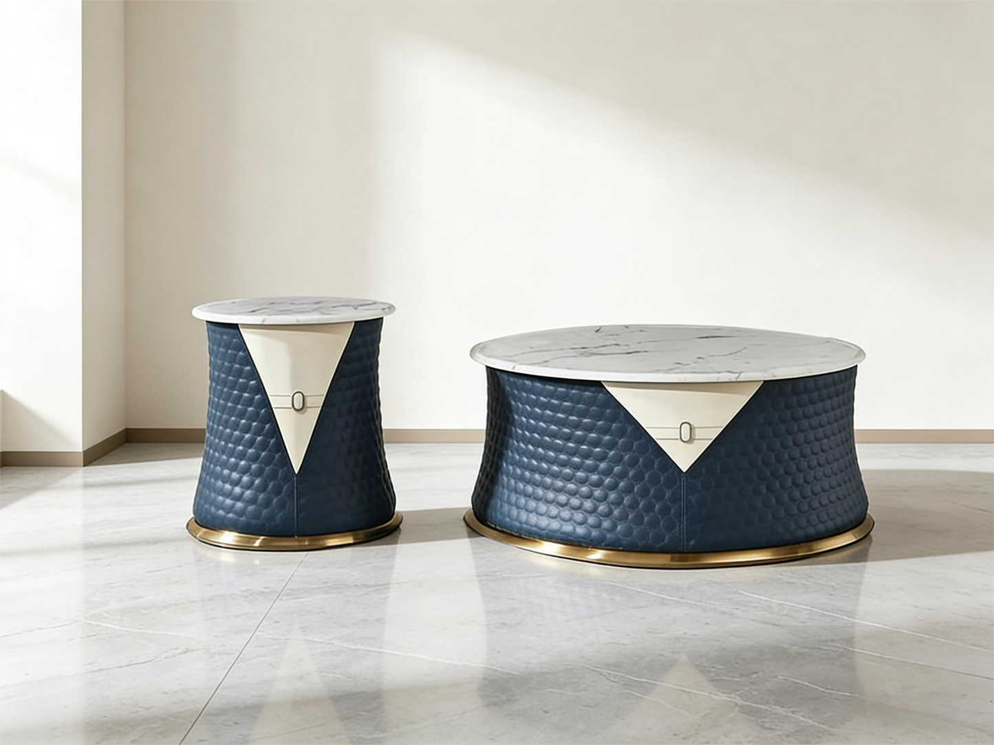 Italian Luxury Grain Leather Coffee Table