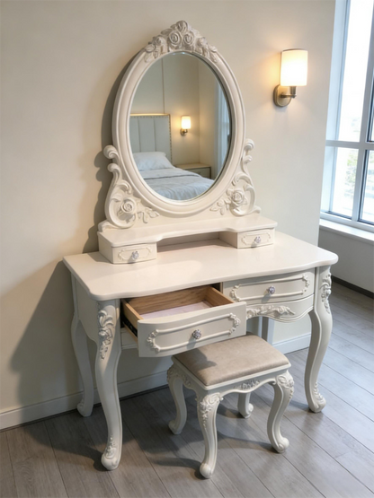 French Country Style Carved Vanity Set