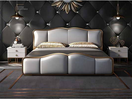 Grey White Black Gold Luxury Bed
