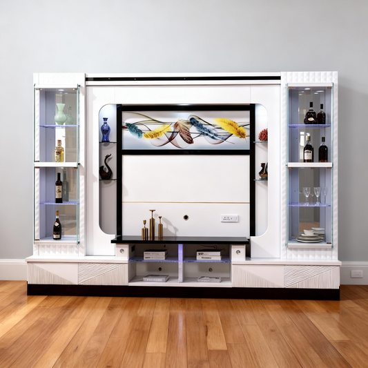 Modern Luxury Artistic Media Console with Integrated Sound System