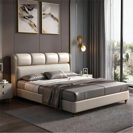 Modern Color-Block Upholstered Bed