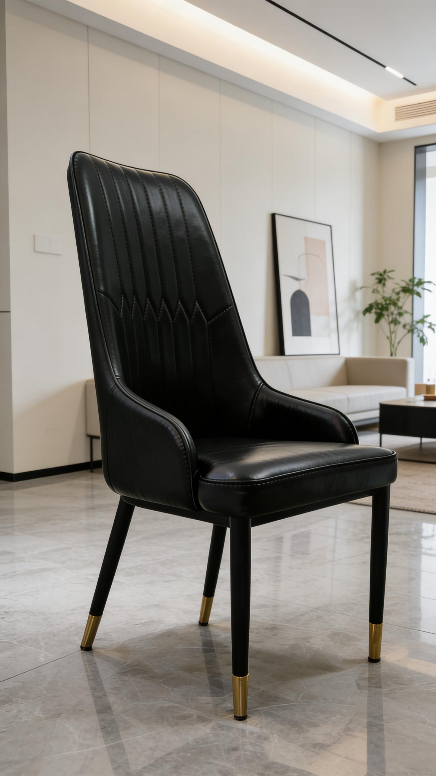 Modern Luxury Black & Gold High-Back Dining Chair