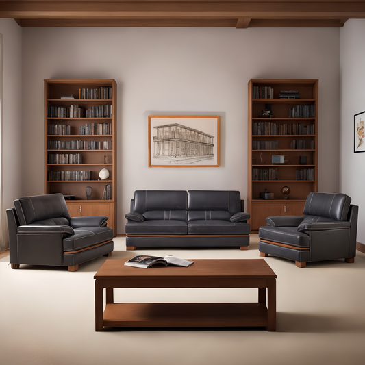 Modern Minimalist Solid Wood & Genuine Leather Sofa