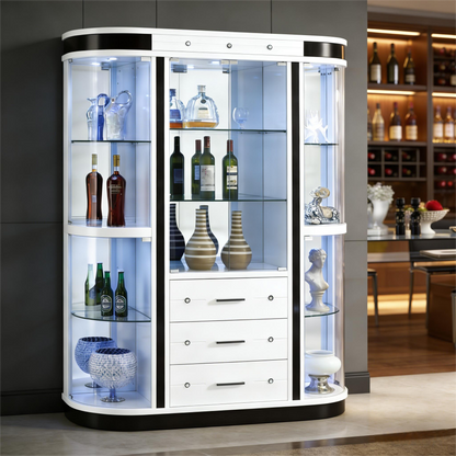 Modern Luxury Curved Glass Wine Cabinet