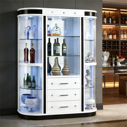Modern Luxury Curved Glass Wine Cabinet