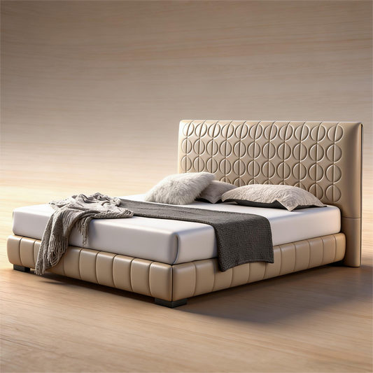 Luxury Geometric Pattern Upholstered Bed