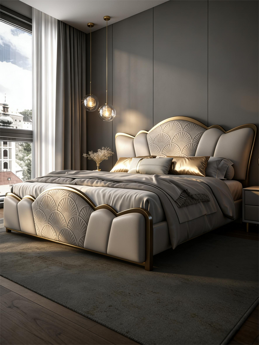 Luxury Fan-Shaped Upholstered Bed
