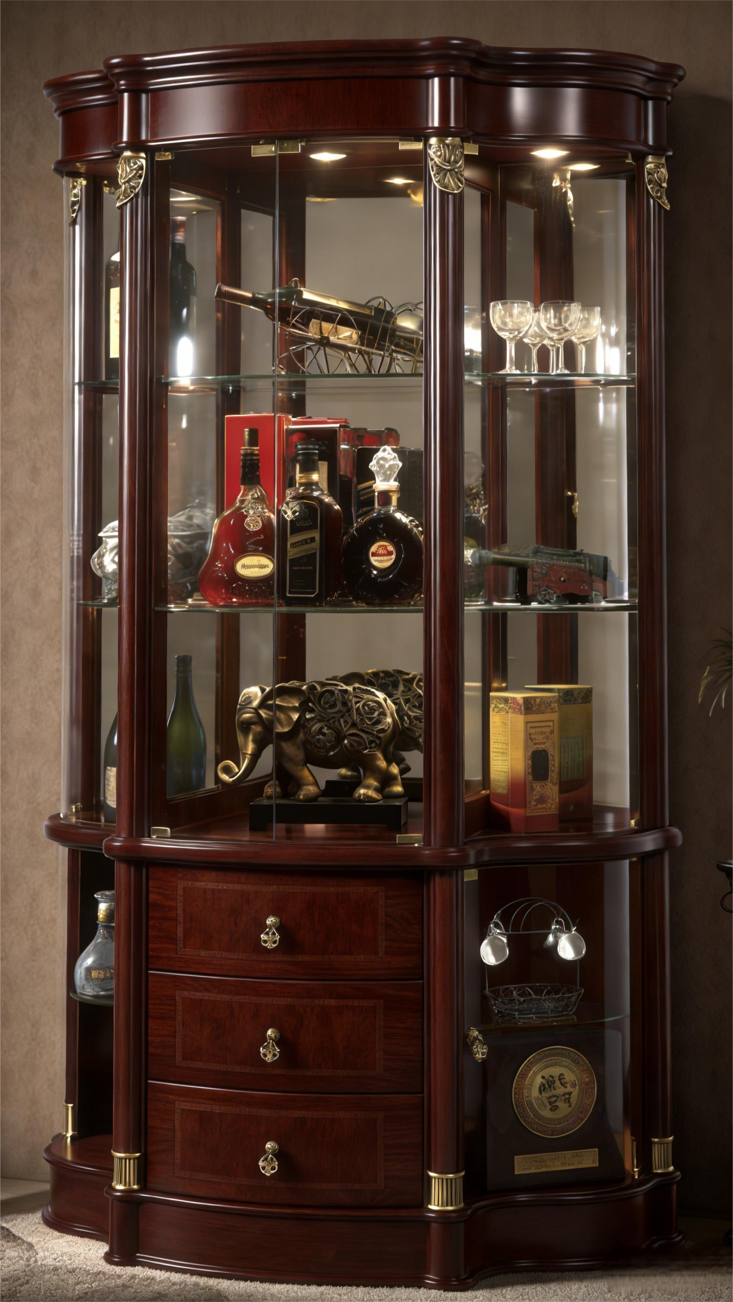 European Classical Style Large Modular Wine Cabinet