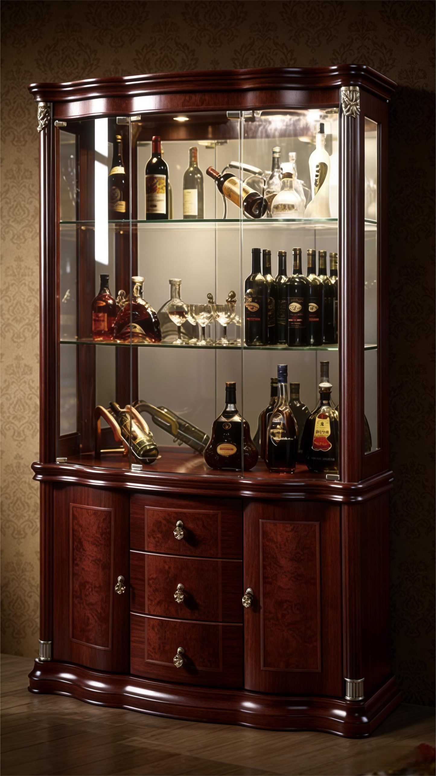 American Classical Style Large Wine Cabinet