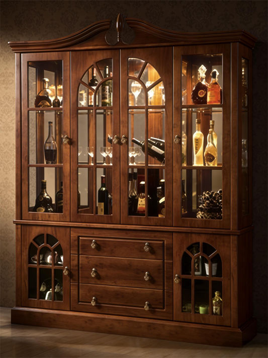 American Rustic Style Large Modular Wine Cabinet