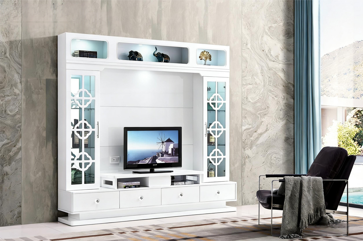 Modern Neo-Chinese Luxury Full-Wall Media Console