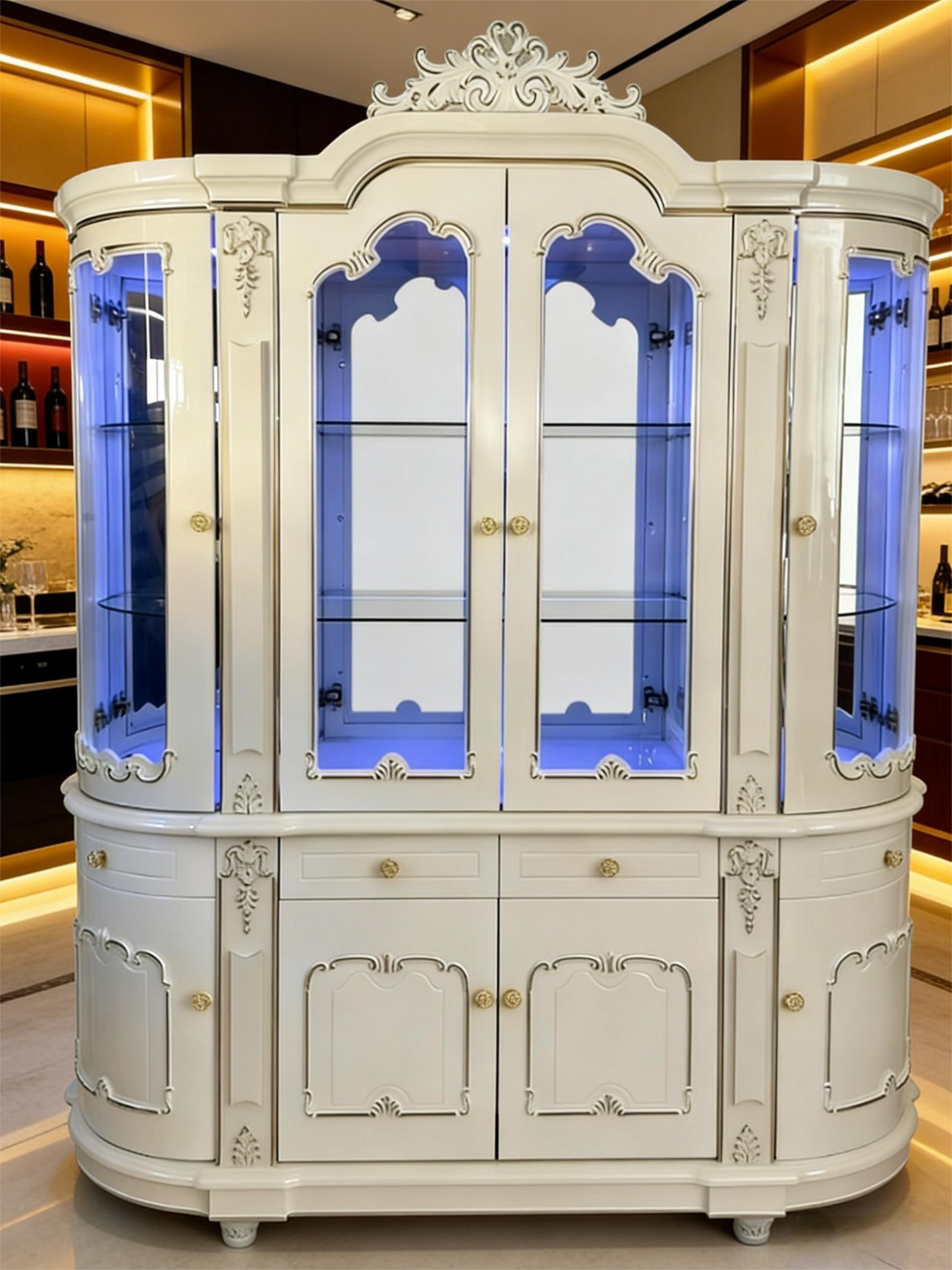 European Palace Style Curved Display Cabinet