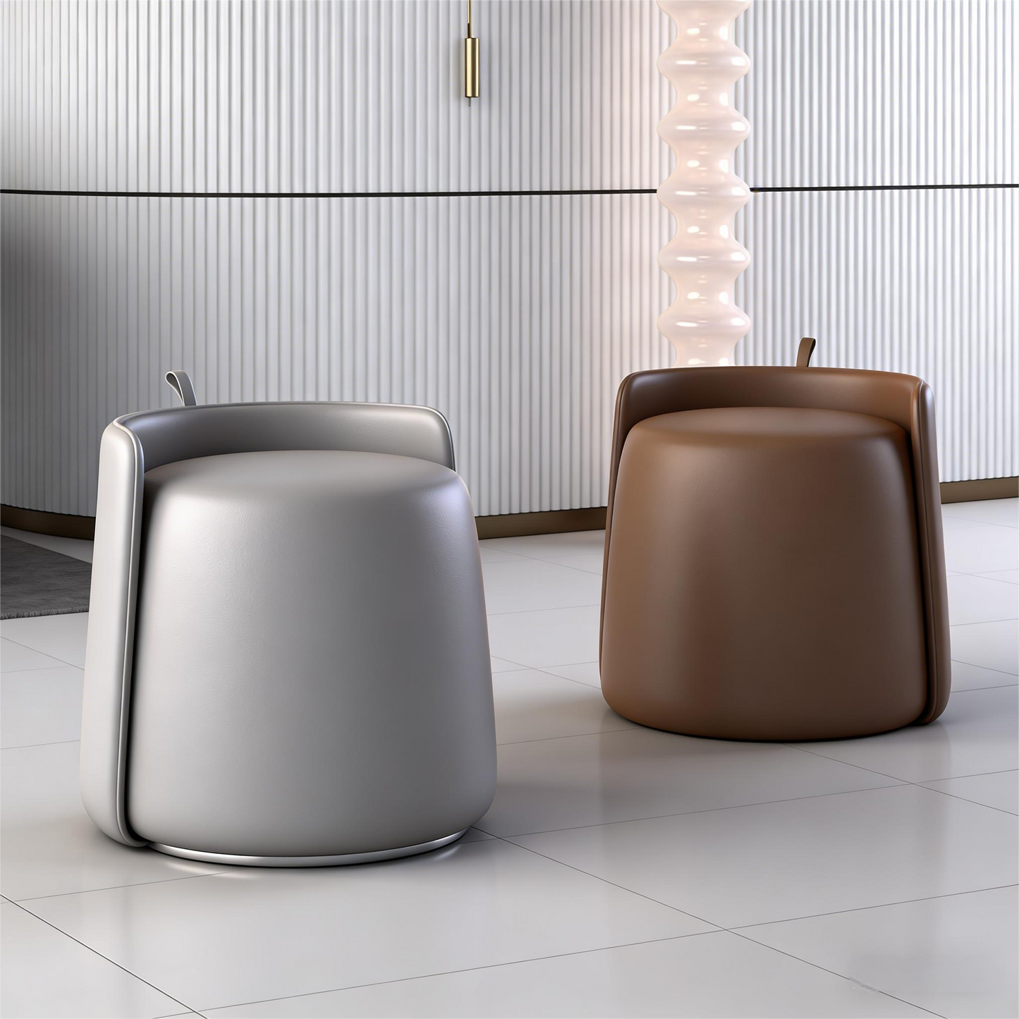 Modern Luxury Leather Low Back Stool