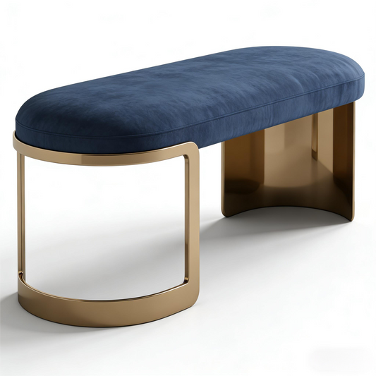 Italian Luxury Velvet & Metal Bench