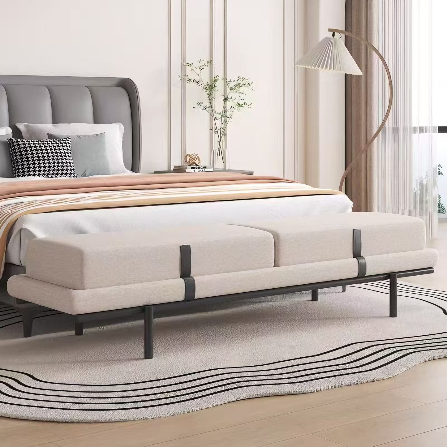 Scandinavian Minimalist Fabric Bench