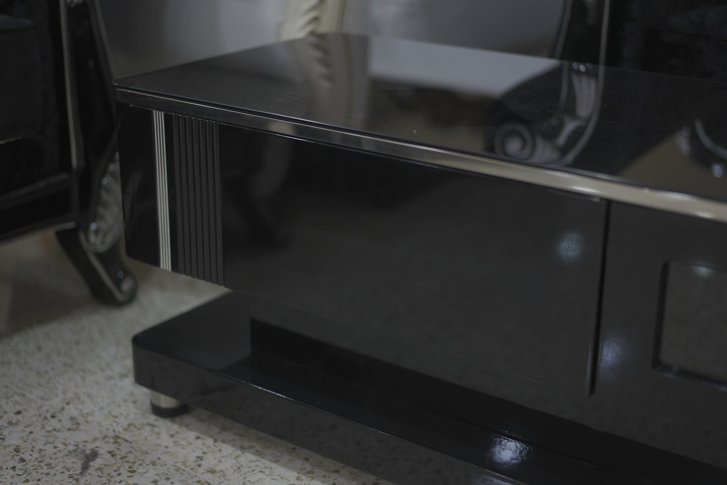 Black 2 Drawers TV Cabinet