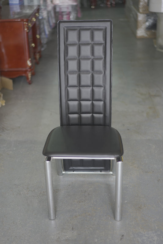 Black Leather Chair with Square Pattern