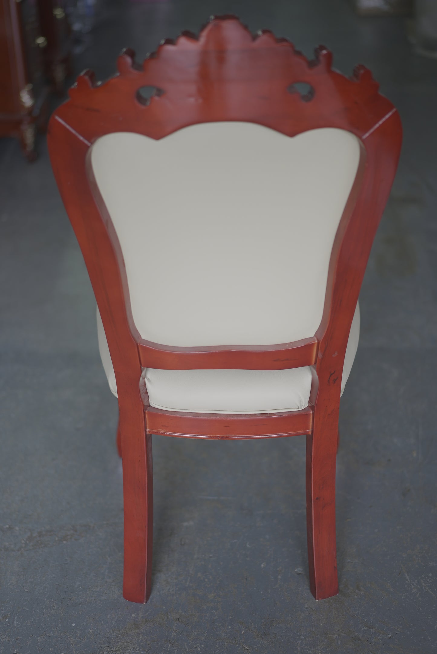 Vintage Dinning Chair Cream Leather Red Frame