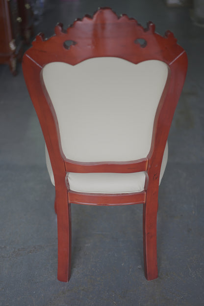 Vintage Dinning Chair Cream Leather Red Frame