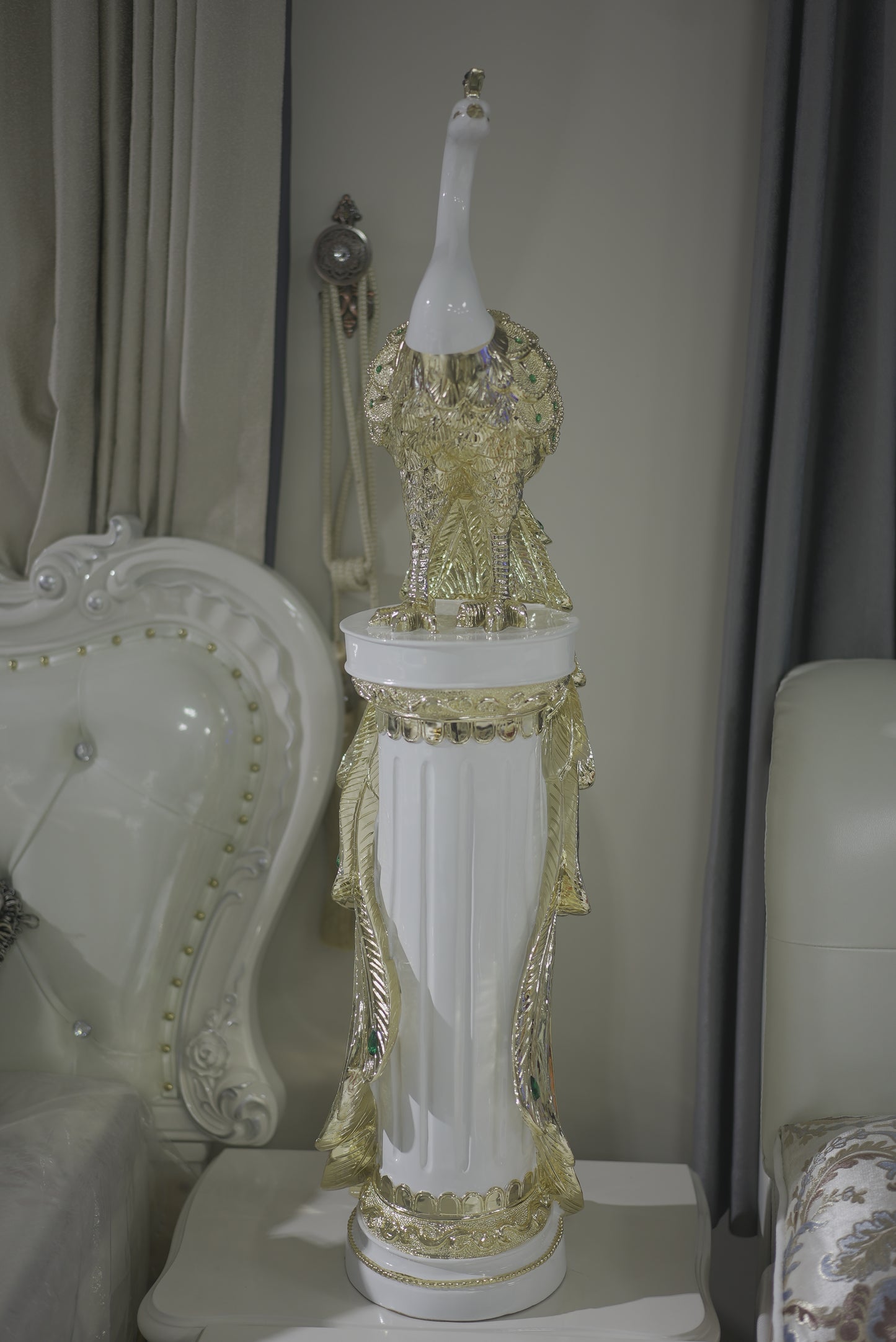 Peacock Statue with Gemstone Setting Decor